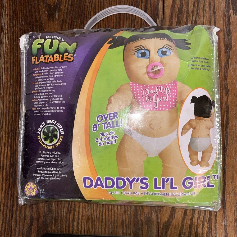 Adult Size Daddy’s Lil Girl Inflatable Costume 2 Power Packs AA Batteries Needed